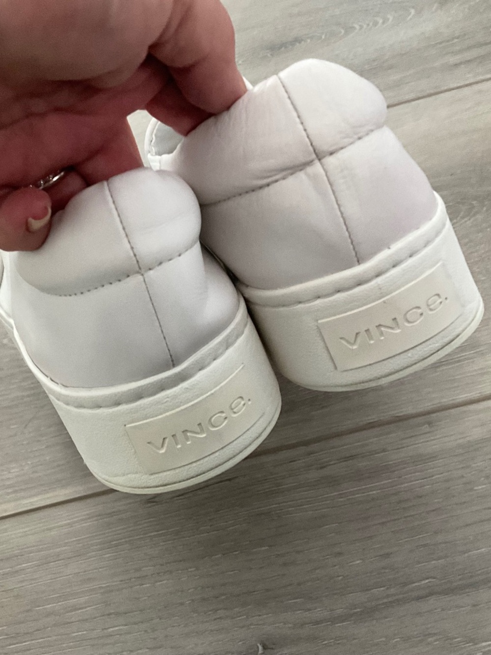 VINCE Warren Italian Leather Platform Sneaker in White Plaster Size 8.5 - Picture 5 of 8